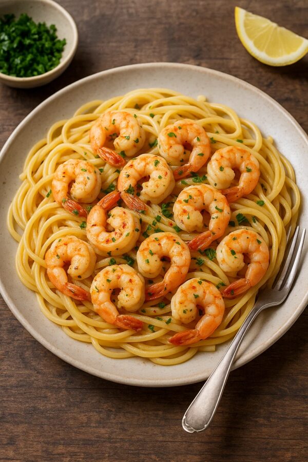 Garlic Shrimp Linguine