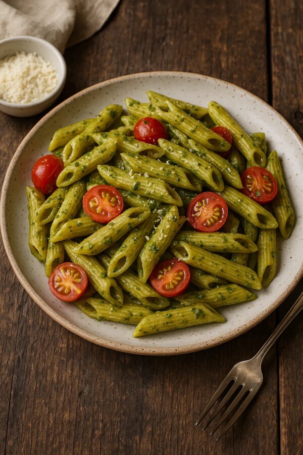 Penne Pesto with Cherry Tomatoes